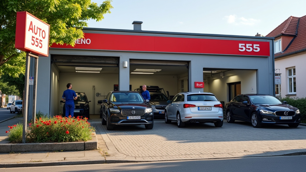 Façade d'Auto 555 à Geispolsheim avec véhicules d'occasion exposés