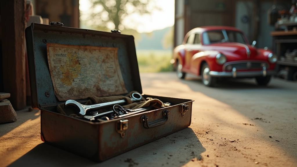 Intérieur d'une casse auto avec véhicules démontés et pièces alignées