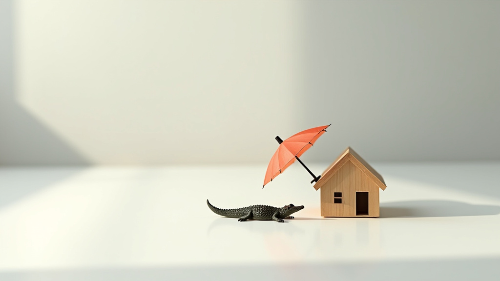 Maison en bord de bayou avec des icônes d'ouragan et d'inondation