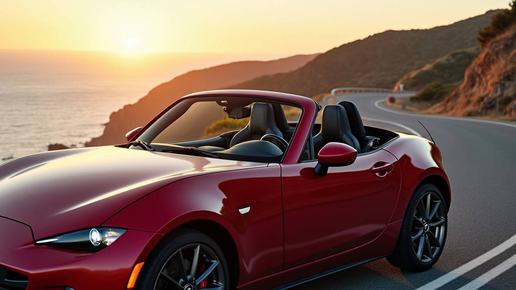 Intérieur cuir noir Mazda MX-5 ND avec volant et levier de vitesse
